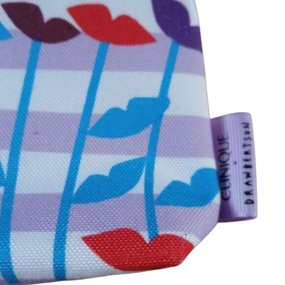 Clinique x Drawbertson Collaboration Purple and Blue Cosmetic Pouch Limited Item - Picture 9 of 11